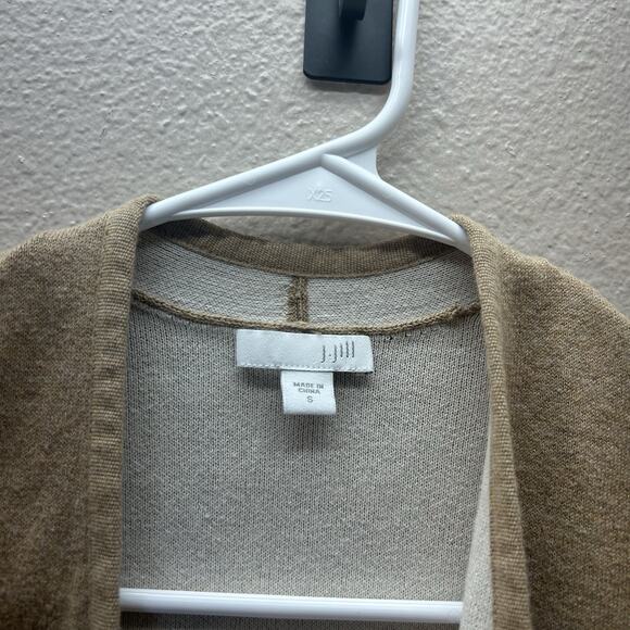 Pure Jill Cardigan Sweater SZ S Tan Open Front Pockets Coatigan Minimalist - Picture 6 of 7
